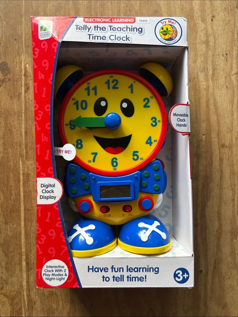 🎉NIB! Telly the Teaching Time Clock - Yellow & Blue Educational Toy